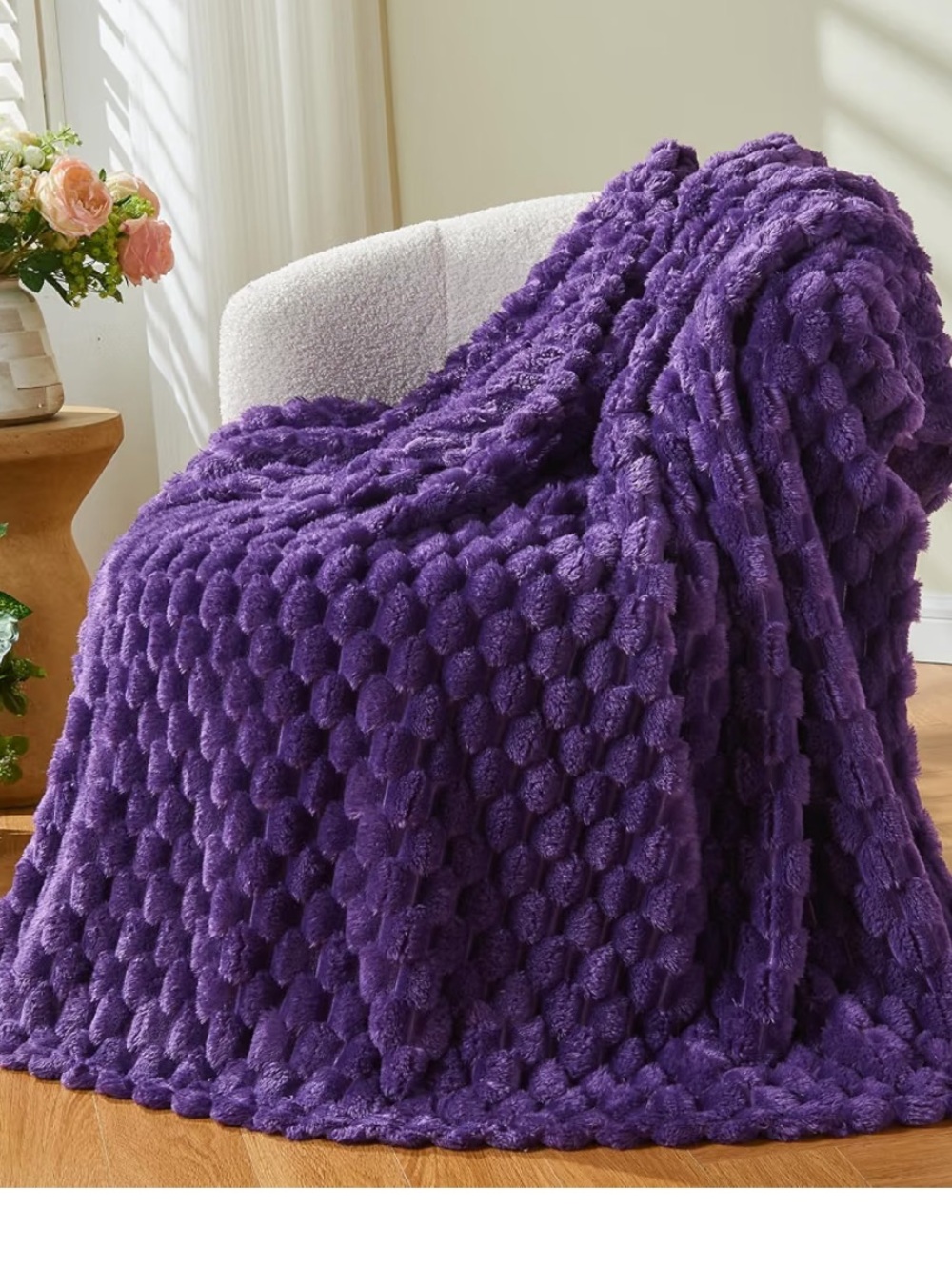 Cozy Plush Throw Blanket - Purple
